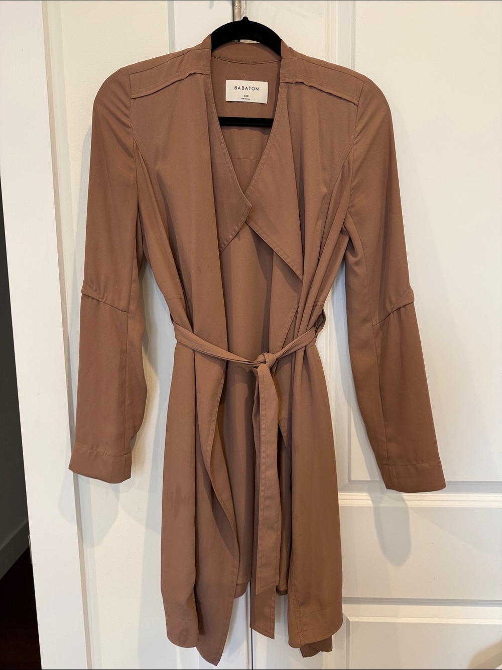 Aritzia Babaton Taupe Tie-Waist Duster Jacket